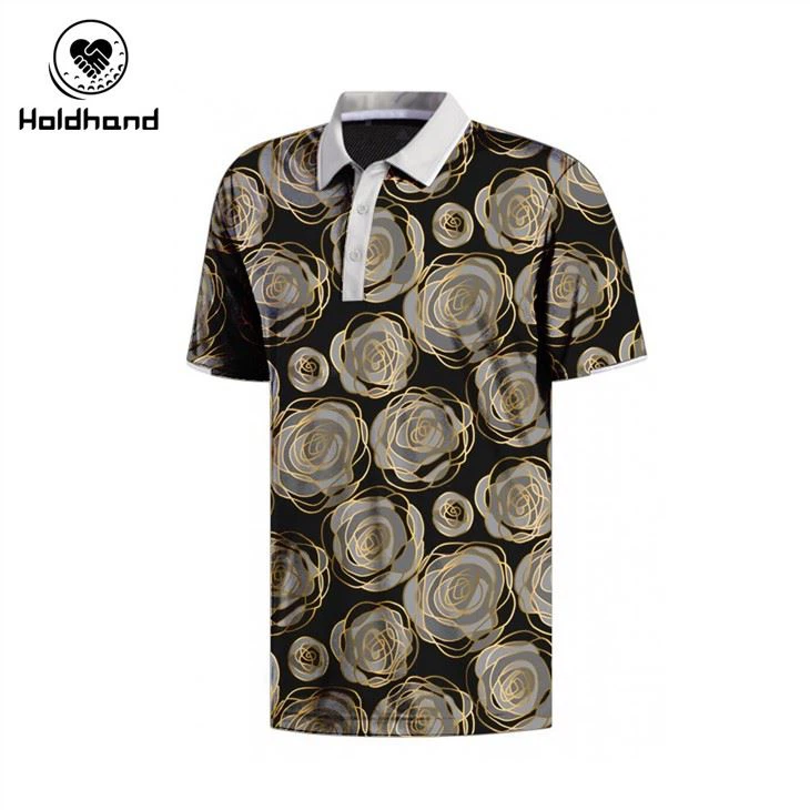 Cationic Fabric Polo Shirt With Butterfly Print