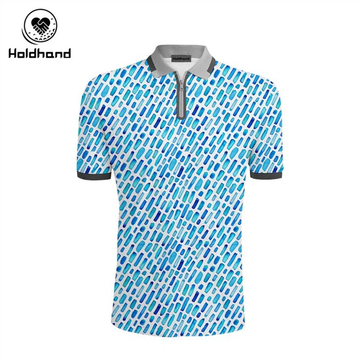 Golf Polo Polyester Spandex Pink Blue Color Digital Printing Design Manufacturer
